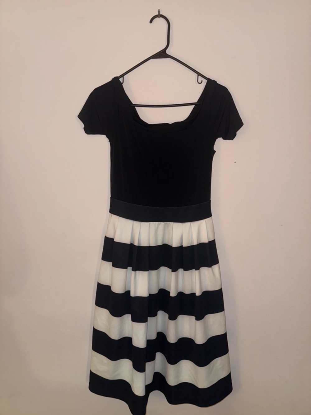 New York & Company Black and White Striped Midi Dress